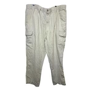 Caribbean Cargo Pants 46x30 Tan 100% Linen Beach Resort